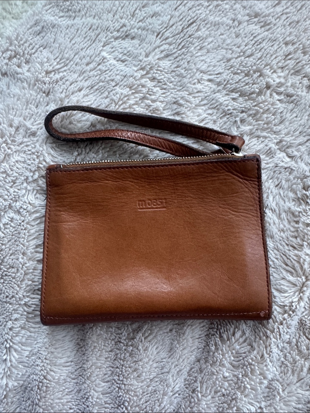M0851 Brown Leather Wristlet Clutch